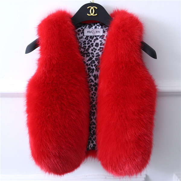 Стилен елек за момичета от изкуствен косъм в различни цветове