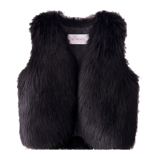 Стилен елек за момичета от изкуствен косъм в различни цветове