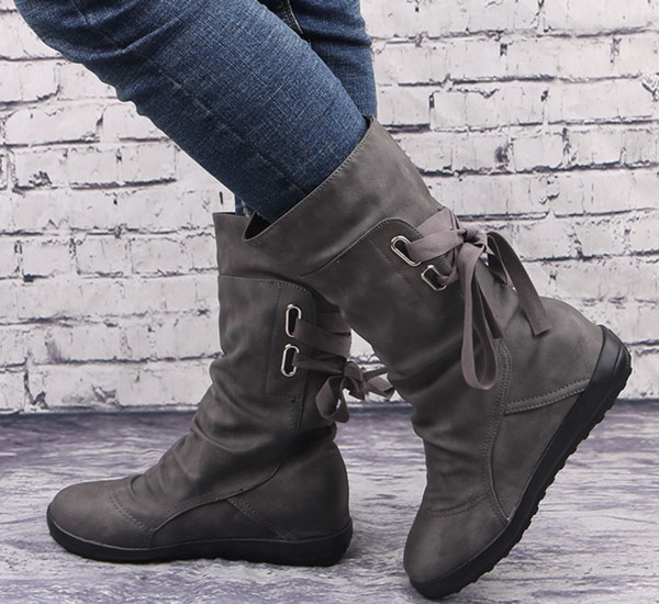Άνετες casual γυναικείες μπότες με κορδόνια, 3 χρώματα
