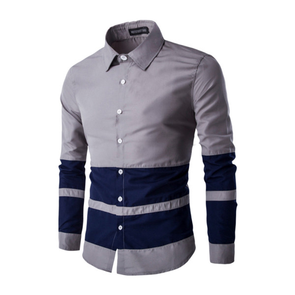 Άνετο ανδρικό λεπτό πουκάμισο - 3 χρώματα με μπλε ρίγες