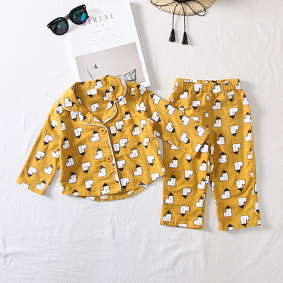 Παιδικές πιτζάμες για κορίτσια - πουκάμισο με παντελόνι, σε δύο χρώματα με ενδιαφέροντα μοτίβα