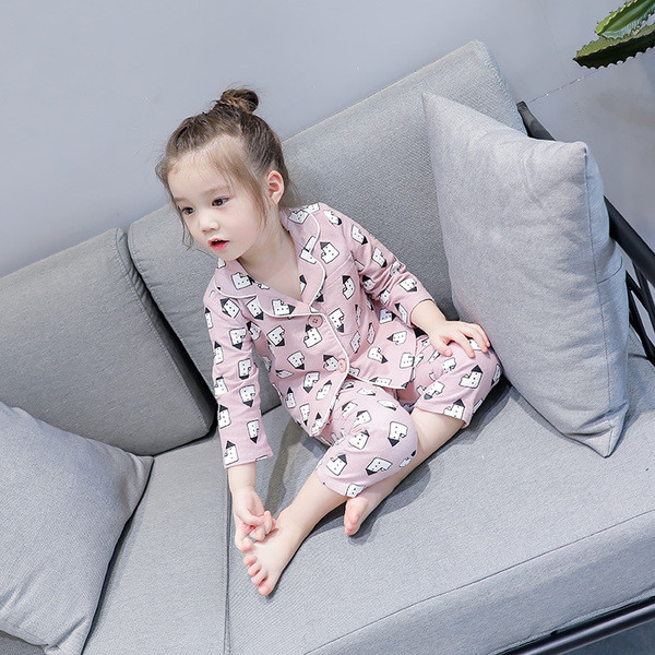 Παιδικές πιτζάμες για κορίτσια - πουκάμισο με παντελόνι, σε δύο χρώματα με ενδιαφέροντα μοτίβα