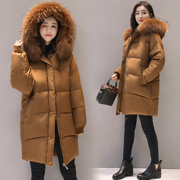 Дълго дамско яке тип грейка с много красив пух по яката , 3 цвята