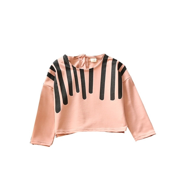 Ежедневна есенна блуза за момичета в розов и син цвят с черни ленти