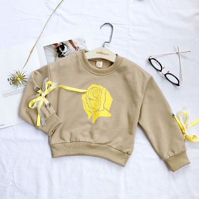 Κομψή παιδική μπλούζα για κορίτσια δύο χρώματα με εφαρμογές και κορδόνια