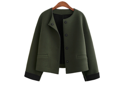 Πολύ κομψό και άνετο γυναικείο μπουφάν  με κολάρο σε σχήμα O