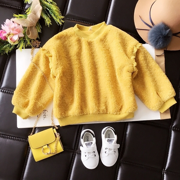 Κομψό βελούδινο παιδικό πουλόβερ για τα κορίτσια σε τρία χρώματα