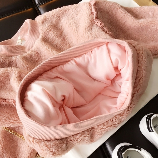 Κομψό βελούδινο παιδικό πουλόβερ για τα κορίτσια σε τρία χρώματα