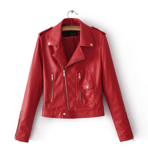 Дамско яке от изкуствена кожа с декоративни ципове , 4 цвята