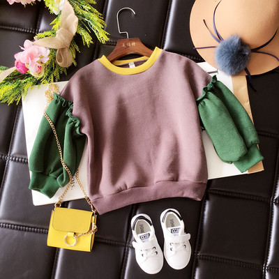 Γλυκό παιδικό μπλουζάκι για κορίτσια με πολύχρωμα φαρδιά μανίκια, κατάλληλο για την καθημερινή ζωή