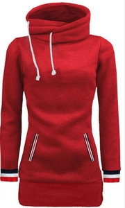 Дълъг дамски суичър с качулка в четири различни цвята