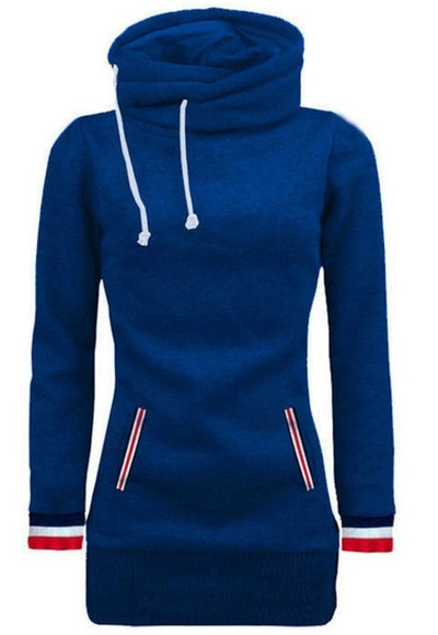 Дълъг дамски суичър с качулка в четири различни цвята