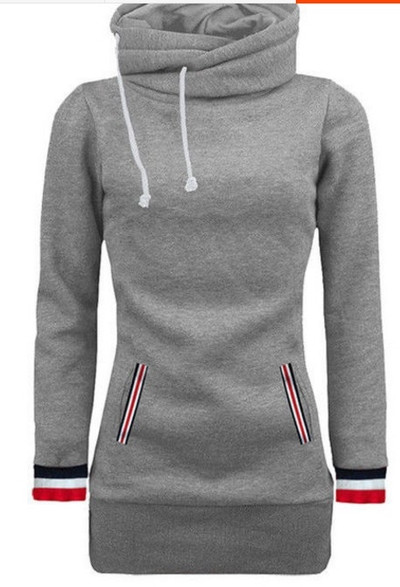 Дълъг дамски суичър с качулка в четири различни цвята