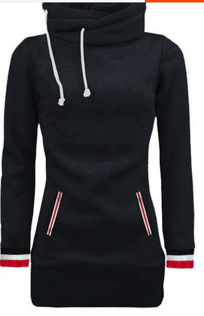 Дълъг дамски суичър с качулка в четири различни цвята