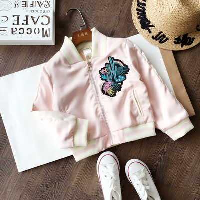 Παιδικό φθινοπωρινό μπουφάν για κορίτσια με δίχρωμη εφαρμογή σε δύο χρώματα