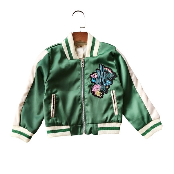 Παιδικό φθινοπωρινό μπουφάν για κορίτσια με δίχρωμη εφαρμογή σε δύο χρώματα