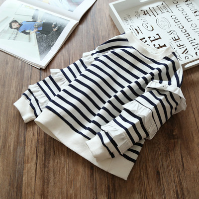 Σπορ-κομψή παιδική μπλούζα  ριγέ και με πέπλο στα μανίκια