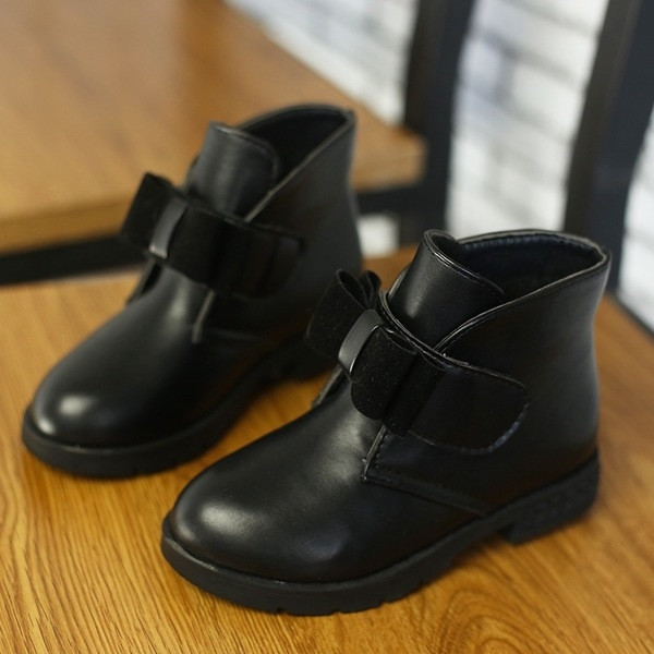 Стилни детски боти за момичета с устойчива подметка с декорация панделка