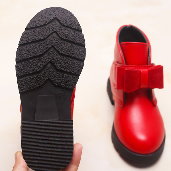 Стилни детски боти за момичета с устойчива подметка с декорация панделка