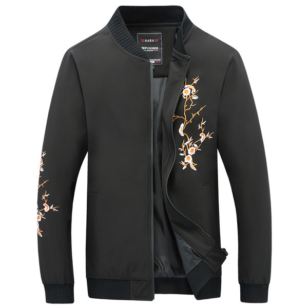 Κομψό ανδρικό φθινοπωρινό μπουφάν με floral διακόσμηση σε τέσσερα χρώματα