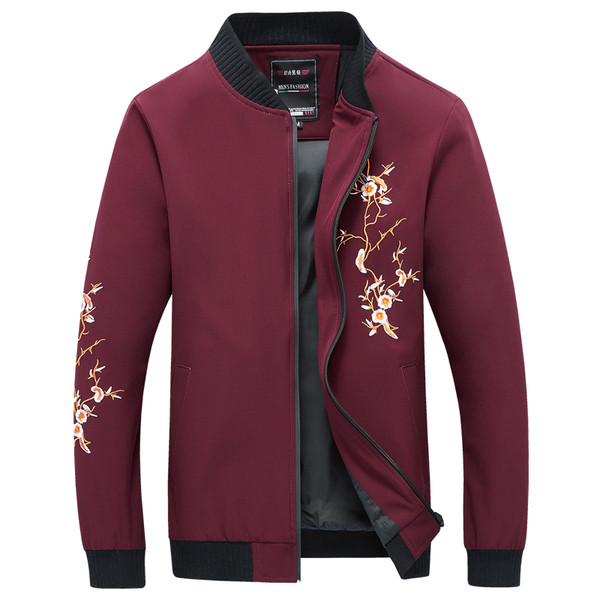 Κομψό ανδρικό φθινοπωρινό μπουφάν με floral διακόσμηση σε τέσσερα χρώματα