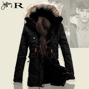 Стилно дебело яке за мъжете с качулка в четири цвята