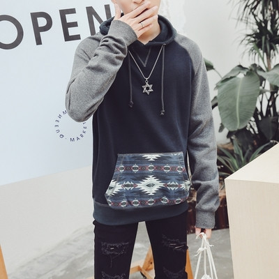 Φαρδύ ανδρικό φούτερ με κουκούλα σε δύο χρώματα