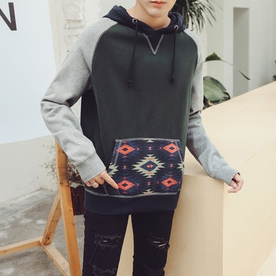 Φαρδύ ανδρικό φούτερ με κουκούλα σε δύο χρώματα