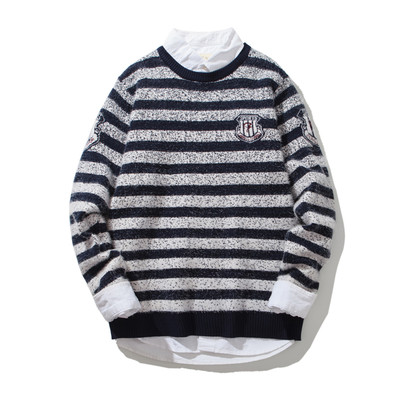 Πλεκτόανδρικό πουλόβερ  σε τρία ριγωτά χρώματα