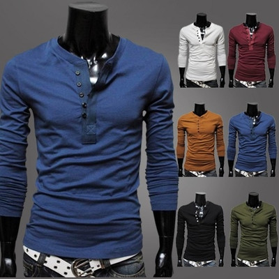 Едноцветна мъжка блуза с копчета