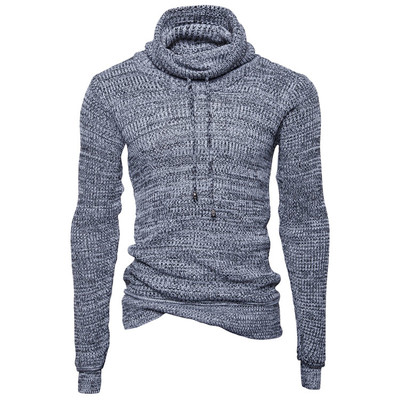 Плетен мъжки пуловер в няколко цвята с поло яка