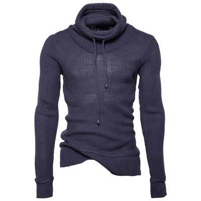 Плетен мъжки пуловер в няколко цвята с поло яка