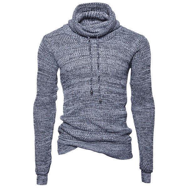 Плетен мъжки пуловер в няколко цвята с поло яка