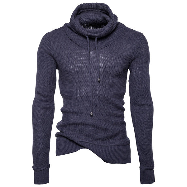 Плетен мъжки пуловер в няколко цвята с поло яка