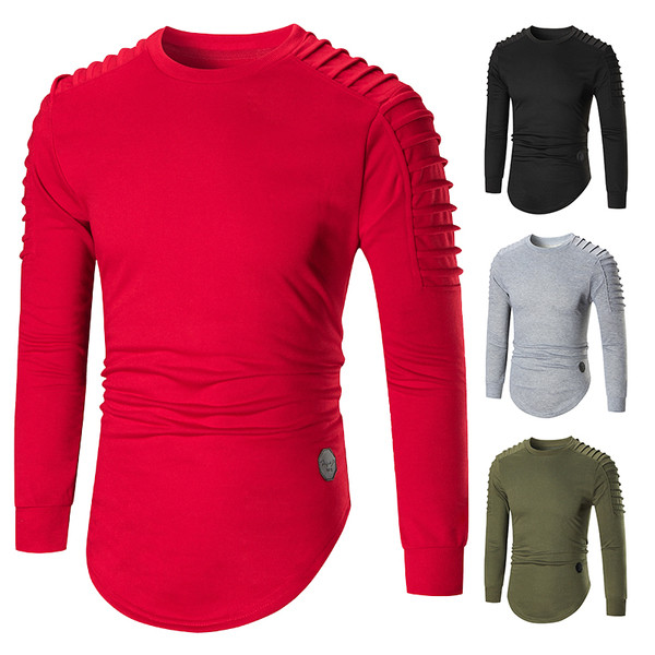 Κομψή ανδρική μπλούζα σε τέσσερα  χρώματα με ασύμμετρο μήκος