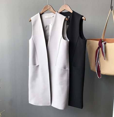 Γυναικεία ζακέτα  με τσέπες -  χορίς μανίκια, 2 χρώματα