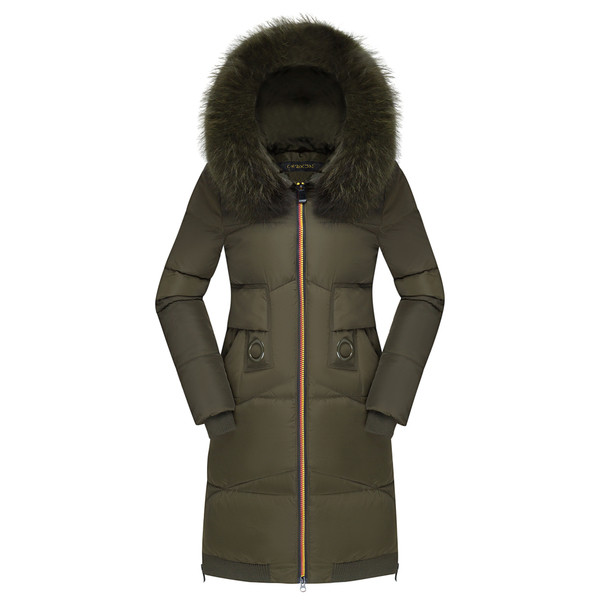 Κομψό μπουφάν με κουκούλα με μακριά μανίκια και χνουδωτή γούνα