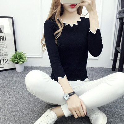 Тънък есенен пуловер със зигзаг ефект