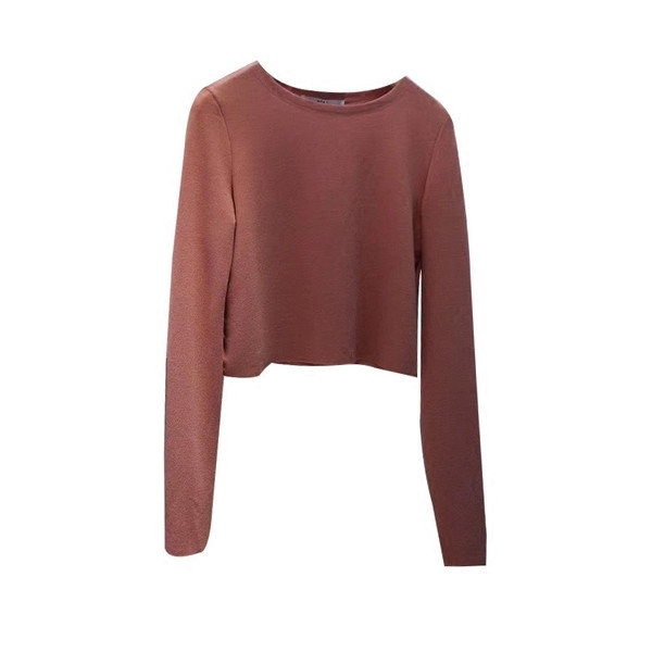 Κομψή απλή κοντή  γυναικεία μπλούζα σε διάφορα χρώματα με λαιμόκοψη