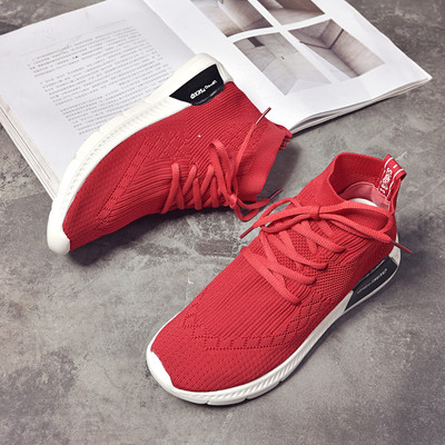 Γυναικεία αθλητικά πάνινα παπούτσια σε λευκό, κόκκινο και μαύρο χρώμα