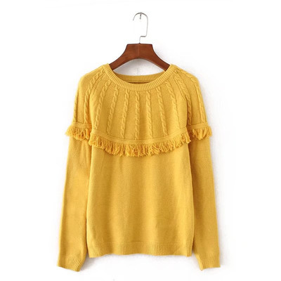 Κομψό γυναικείο πουλόβερ  με κολάρο και δαντέλα σε σχήμα O, 4 χρώματα