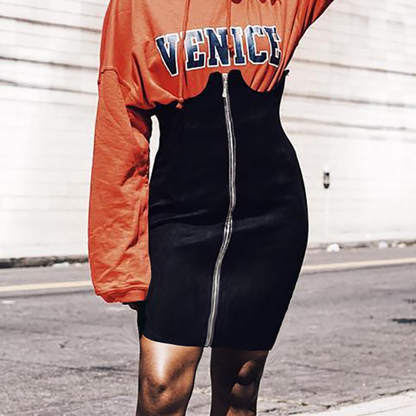 Γυναικεία κομψή φούστα με μακρύ φερμουάρ και ψηλή μέση