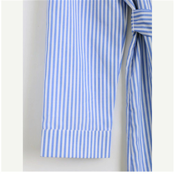 Γυναικείο μακρύ ριγέ πουκάμισο με  floral κεντήματα