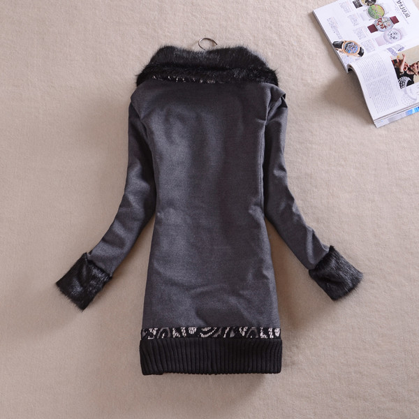 Casual γυναικεία  ζακέτα με γούνα στο κολάρο