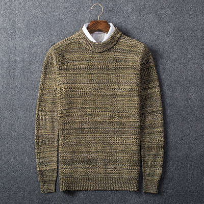 Ανδρικό πλεκτό πουλόβερ με κολάρο σε σχήμα Τ σε τρία χρώματα