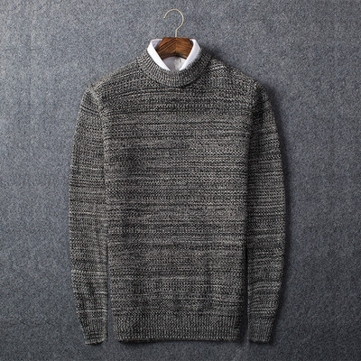 Ανδρικό πλεκτό πουλόβερ με κολάρο σε σχήμα Τ σε τρία χρώματα