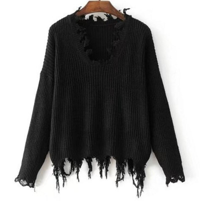 Τρέχον γυναικείο πουλόβερ με ραβδώσεις άκρες, 3 χρώματα