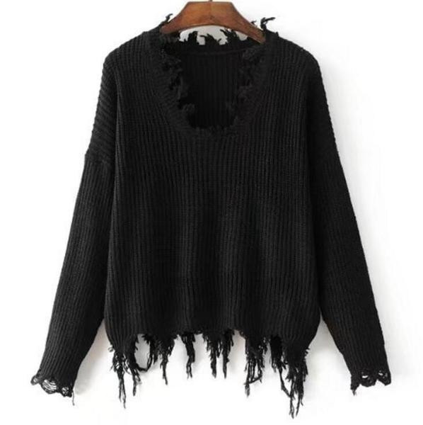 Τρέχον γυναικείο πουλόβερ με ραβδώσεις άκρες, 3 χρώματα