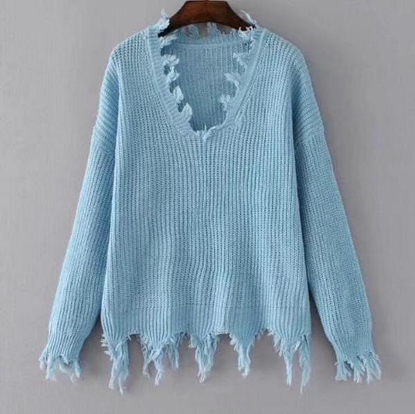 Τρέχον γυναικείο πουλόβερ με ραβδώσεις άκρες, 3 χρώματα