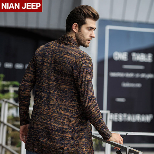 Μακρύ φθινοπωρινή ανδρική ζακέτα σε τρεις αποχρώσεις